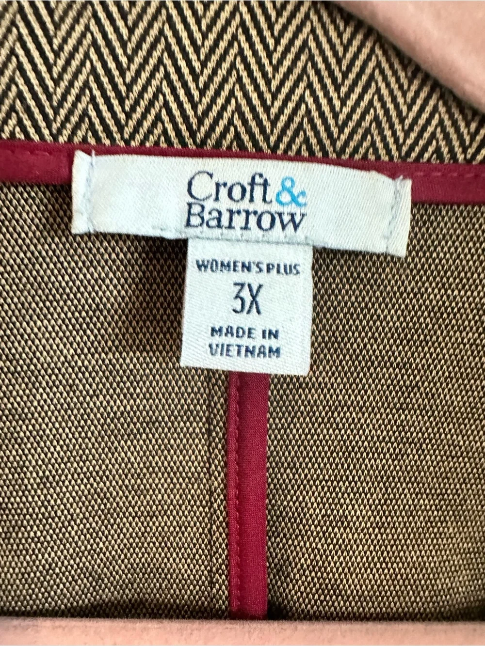 croft & barrow Olive-Brown herringbone Women's Relaxed Blazer - Picture 3 of 3